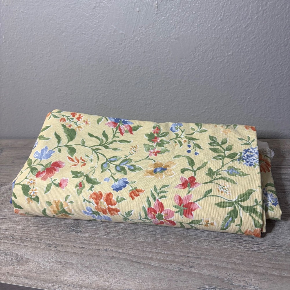 P Kaufmann Floral Fabric Yellow Red Blue Botanical Print 47x96 Upholstery Cotton